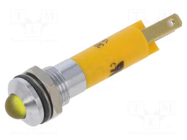 Indicator: LED; prominent; yellow; 12VDC; 12VAC; Ø8mm; IP67; 1100mcd CML INNOVATIVE TECHNOLOGIES 19080252