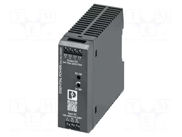 Power supply: switching; for DIN rail; 75W; 24VDC; 0÷3125mA; IP20 PHOENIX CONTACT PS-EE-2G/75W/24V