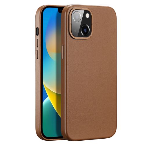 Dux Ducis Grit Leather Case for iPhone 14 Plus Elegant Faux Leather Cover (MagSafe Compatible) Brown, Dux Ducis 6934913036952 6934913036952