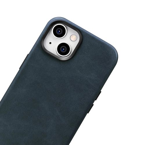 iCarer Oil Wax Premium Leather Case iPhone 14 Magnetic Leather Case with MagSafe Dark Blue (WMI14220701-BU), iCarer 6975092685005 6975092685005
