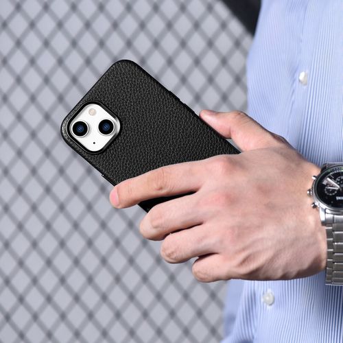 iCarer Litchi Premium Leather Case iPhone 14 Plus Magnetic Leather Case with MagSafe Black (WMI14220711-BK), iCarer 6975092685517 6975092685517