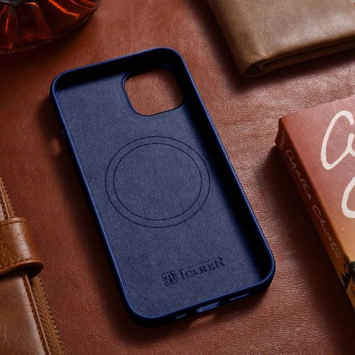iCarer Case Leather cover for iPhone 14 Plus genuine leather case blue (compatible with MagSafe), iCarer 6975092685340 6975092685340
