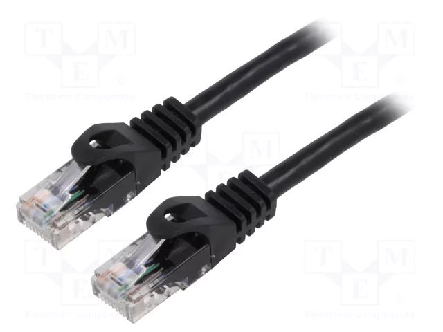 Patch cord; U/UTP; Cat: 6; RJ45 plug,both sides; stranded; CCA; 10m LANBERG PCU6-10CC-1000-BK