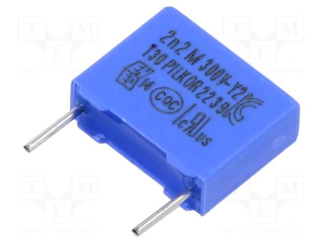 Capacitor: polypropylene; Y2; 2.2nF; 300V; THT; ±20%; 10mm PILKOR PCY2130D30222