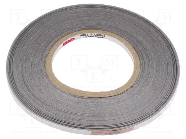 Tape: electrically conductive; W: 6mm; L: 50m; Thk: 0.11mm; grey 3M 3M-CN3190-6-50