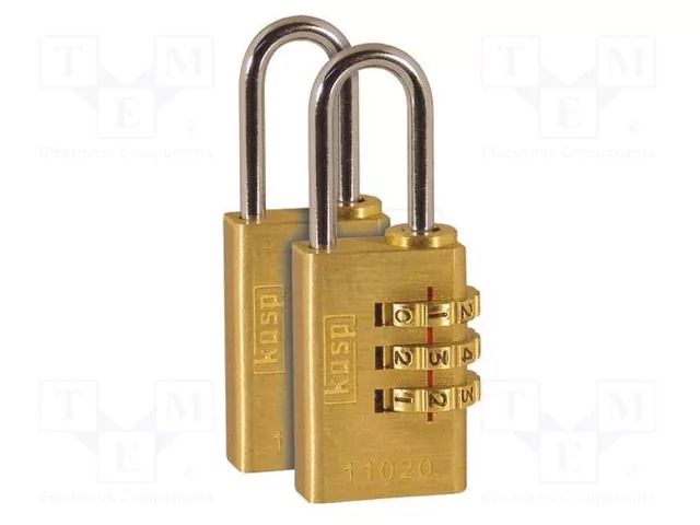 Padlock; shackle,combination code; brass; A: 20mm; B: 21mm; C: 3mm KASP KA-K11020D2