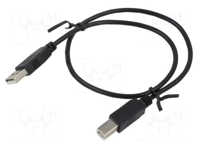 Cable; USB 2.0; USB A plug,USB B plug; 0.5m; black QOLTEC QOLTEC-50394