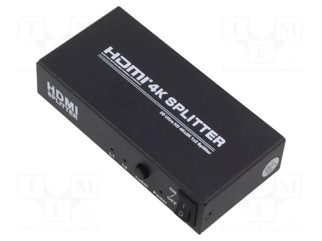 Splitter; HDMI 1.4; black; Input: DC socket,HDMI socket QOLTEC QOLTEC-52355