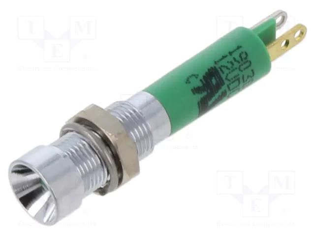 Indicator: LED; recessed; green; 12VDC; Ø6mm; IP40; connectors; 8mcd CML INNOVATIVE TECHNOLOGIES 19030251