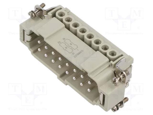 Connector: HDC; contact insert; male; CNE; PIN: 16; 16A; 600V; 16+PE ILME CNEM16TN