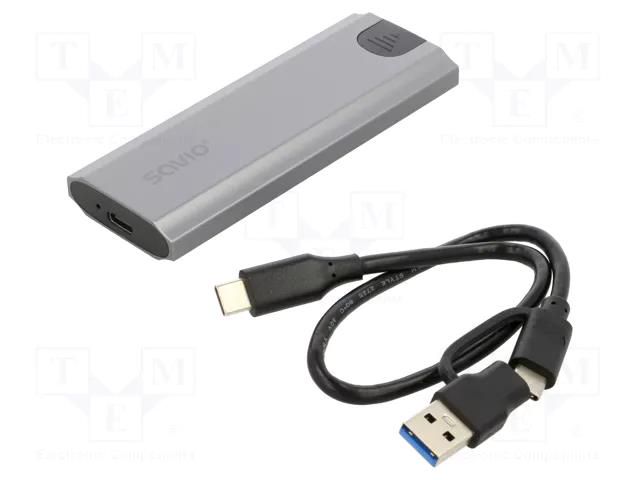 Hard discs housing: M.2; PnP; USB 3.0; 104.5x39.5x12mm; grey SAVIO SAVAK-67