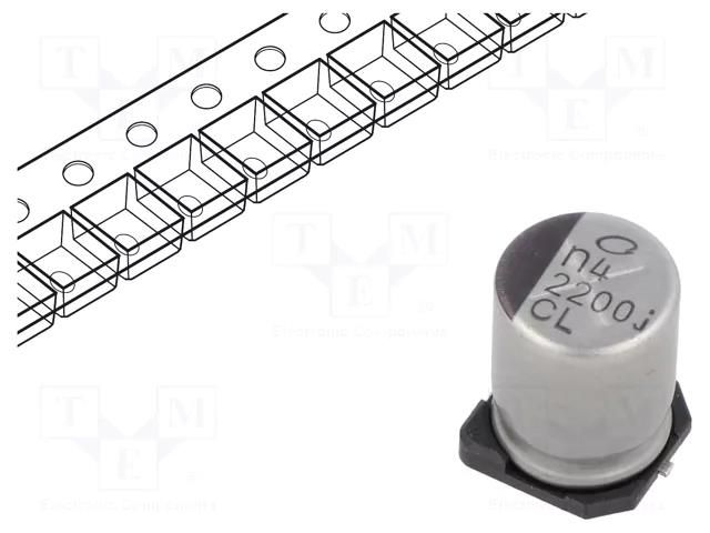 Capacitor: electrolytic; low ESR; SMD; 2200uF; 6.3VDC; Ø10x13.5mm NICHICON UCL0J222MNL1GS