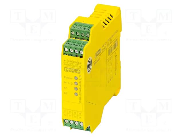 Module: safety relay; 24VDC; IN: 2; for DIN rail mounting; IP20 PHOENIX CONTACT 2900509
