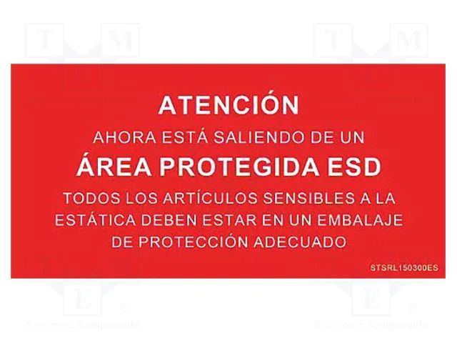 Information board; ESD; 150x300mm; red; Language: ES STATICTEC PRT-STSRL150300ES
