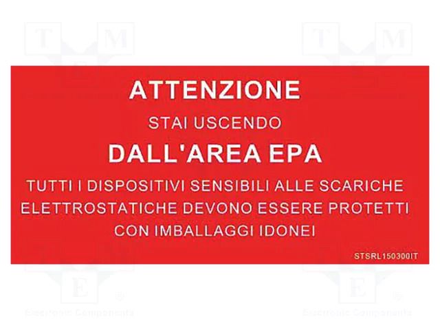 Information board; ESD; 150x300mm; red; Language: IT STATICTEC PRT-STSRL150300IT