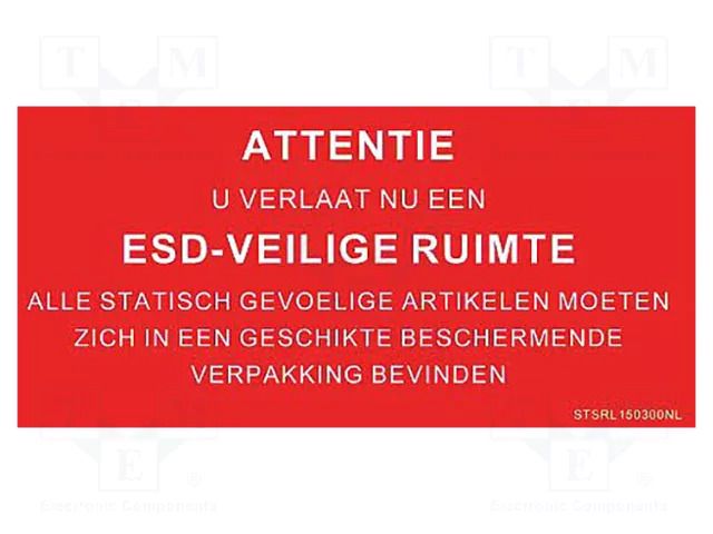 Information board; ESD; 150x300mm; red; Language: NL STATICTEC PRT-STSRL150300NL