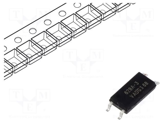 Optocoupler; SMD; Ch: 1; OUT: transistor; Uinsul: 5kV; Uce: 80V; LSOP4 VISHAY VOL628A-3T