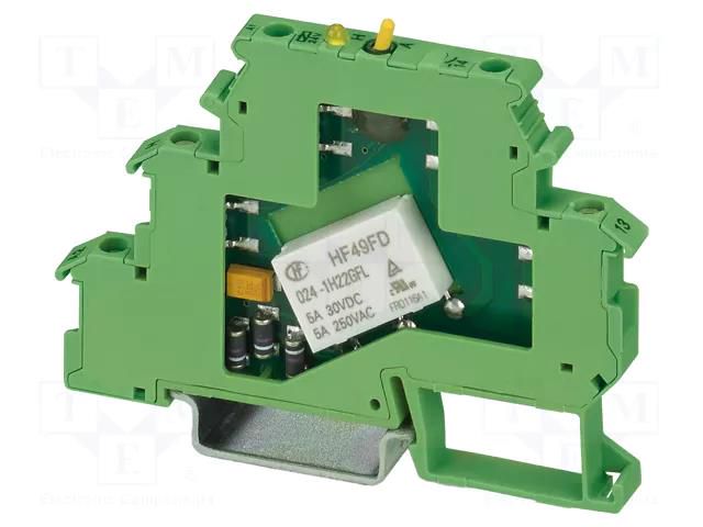 Relay: interface; SPST-NO; Ucoil: 24VAC,24VDC; 5A; 5A/250VAC PHOENIX CONTACT DEK-REL-24/1/S