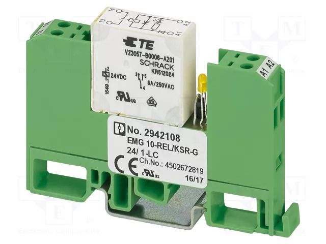 Relay: interface; SPST-NO; Ucoil: 24VDC; for DIN rail mounting PHOENIX CONTACT EMG10-REL/KSRG24/1