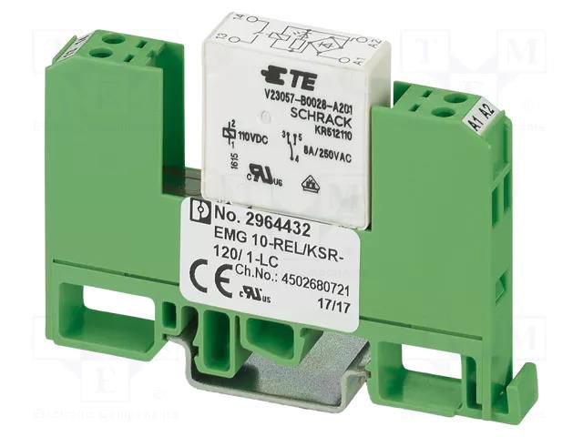 Relay: interface; SPDT; Ucoil: 230VAC,230VDC; 2A; 2A/125VAC; EMG PHOENIX CONTACT EMG10-REL/KSR230AU