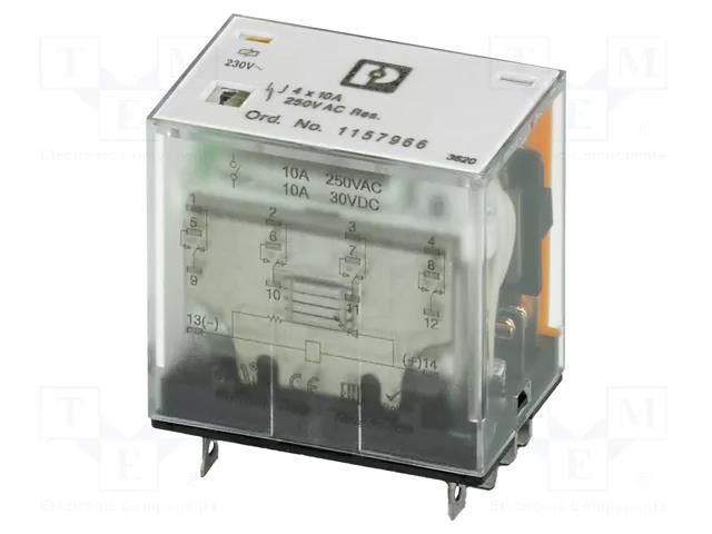 Relay: industrial; 4PDT; Ucoil: 24VAC; 10A/250VAC; 10A/250VDC; 10A PHOENIX CONTACT REL-PRBL-24AC/4X21