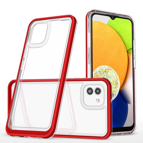 Clear 3in1 case for Samsung Galaxy A03 silicone cover with frame red, Hurtel 5907769348754 5907769348754