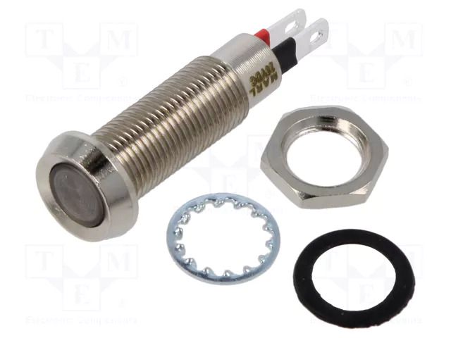Indicator: LED; recessed; yellow; 24÷28VDC; Ø8.1mm; IP67; brass MARL 508-521-23