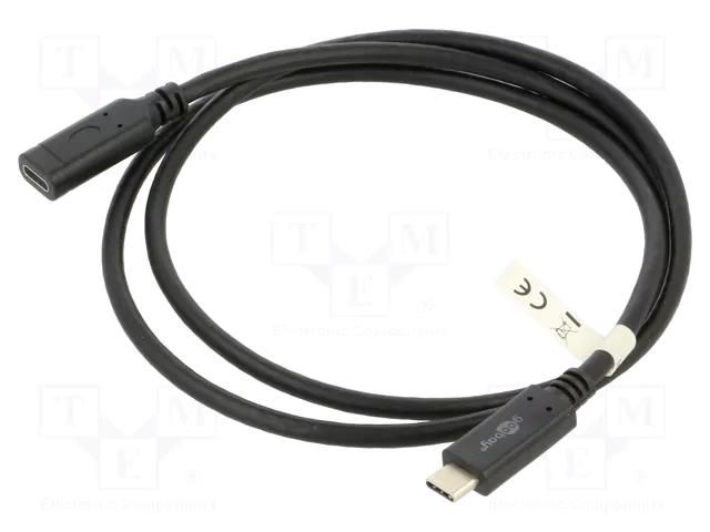 Cable; USB 3.1; USB C socket,USB C plug; 1m; black; 5Gbps; PVC; 60W Goobay GOOBAY-45393