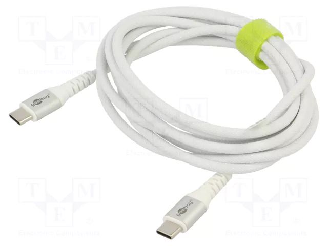 Cable; USB 2.0; USB C plug,both sides; 2m; white; silicone; 60W; 3A GOOBAY GOOBAY-70194