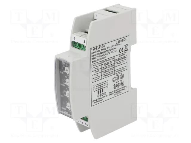 Voltage monitoring relay; 381÷415VAC; for DIN rail mounting LUMEL LP10-V370120000000