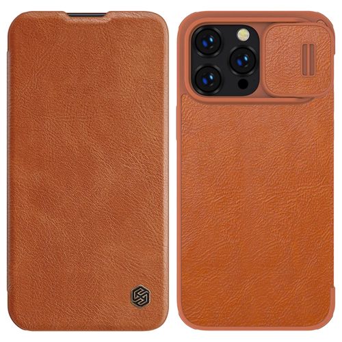 Nillkin Qin Leather Pro Case iPhone 14 Pro Camera Cover Holster Cover Flip Case Brown, Nillkin 6902048248946