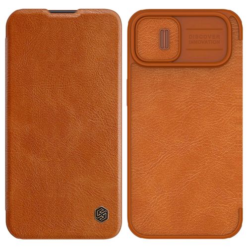 Nillkin Qin Leather Pro Case iPhone 14 Plus Camera Cover Holster Cover Flip Case Brown, Nillkin 6902048248984