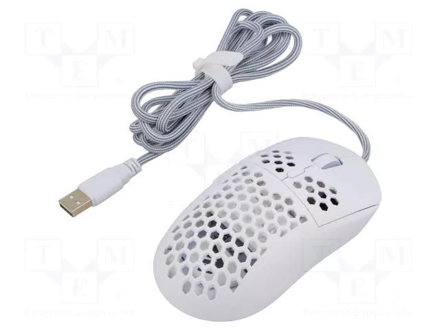 Mouse; white,red; USB A; wireless,optical,wired; 1.8m; 600mAh; 6h SAVIO GM-RIFTWHITE