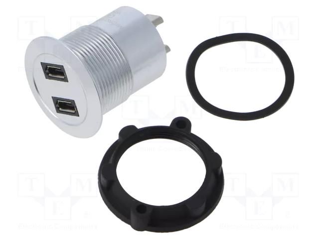 Adapter; for panel mounting,rear side nut; USB 2.0; Thread: M25 ONPOW MICRO-USB-03