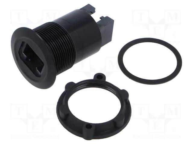 Adapter; for panel mounting,rear side nut; Thread: M22; 1÷10mm ONPOW RJ45-02-BK