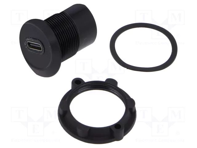 Adapter; USB C socket,both sides; USB 3.1; Thread: M22; 1÷10mm ONPOW USBC-01-BK