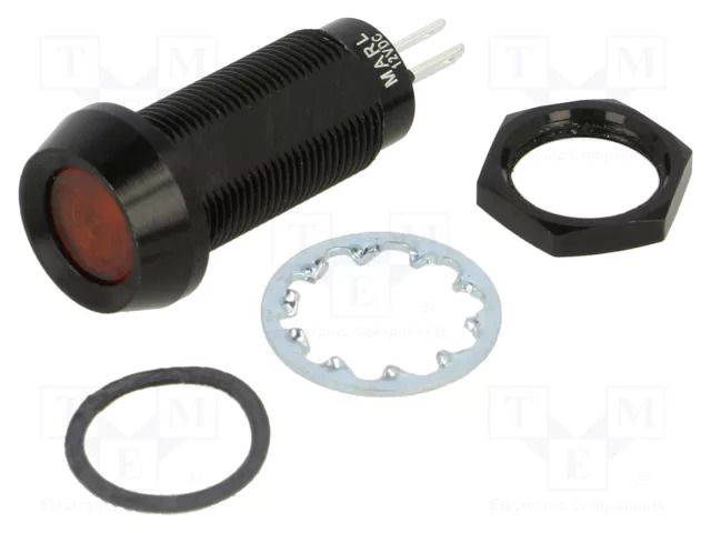 Indicator: LED; flat; red; 12VDC; Ø12.7mm; IP67; connectors MARL 692-501-21