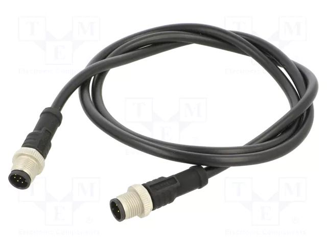 Cable: for sensors/automation; PIN: 8; with metal nut; plug; 30V AMPHENOL LTW M12A08ML12AMLSD001