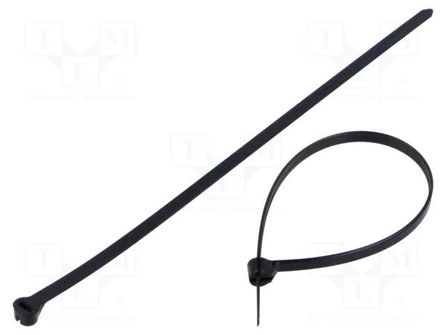 Cable tie; with a metal clasp; L: 200mm; W: 4.8mm; black; polyamide BM GROUP BMNL2048