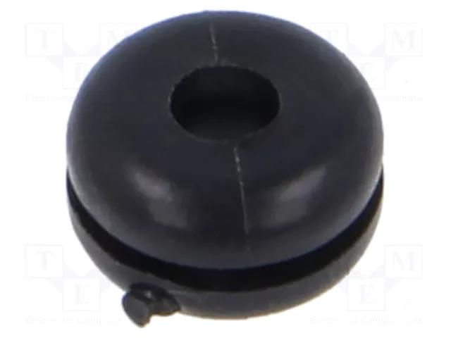 Grommet; Ømount.hole: 4.8mm; Øhole: 2.8mm; black; 0÷80°C; PVC ESSENTRA ESS-10080900