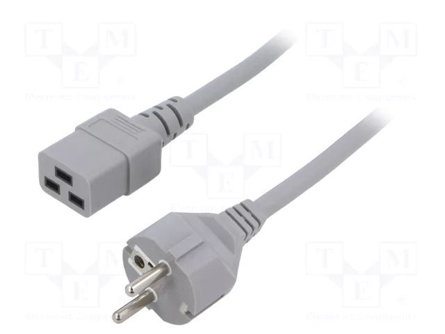 Cable; 3x1.5mm2; CEE 7/7 (E/F) plug,IEC C19 female; PVC; 2m; grey LIAN DUNG SN25-3/15/2GY