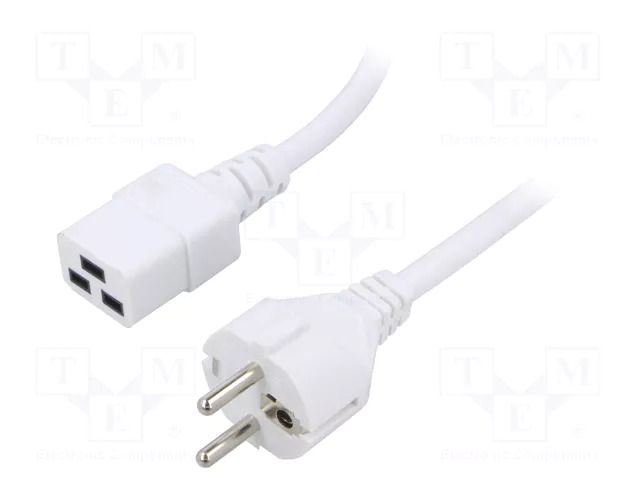 Cable; 3x1.5mm2; CEE 7/7 (E/F) plug,IEC C19 female; PVC; 2m; 16A LIAN DUNG SN25-3/15/2WH