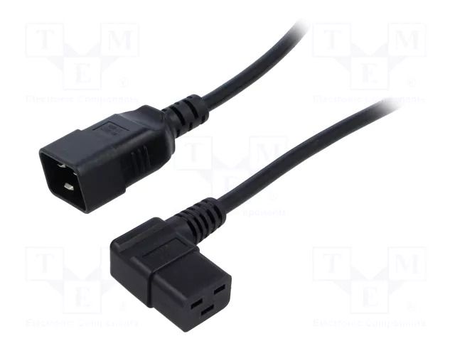 Cable; 3x1.5mm2; IEC C19 female angled,IEC C20 male; PVC; 0.5m LIAN DUNG WN116-3/15/0.5BK