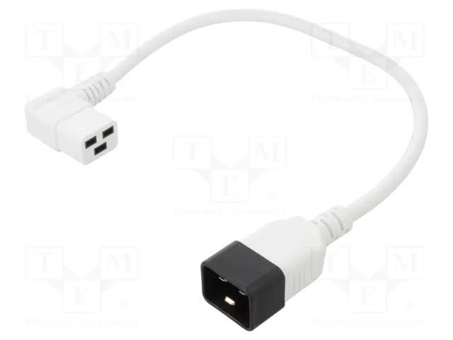 Cable; 3x1.5mm2; IEC C19 female angled,IEC C20 male; PVC; 0.5m LIAN DUNG WN116-3/15/0.5WH