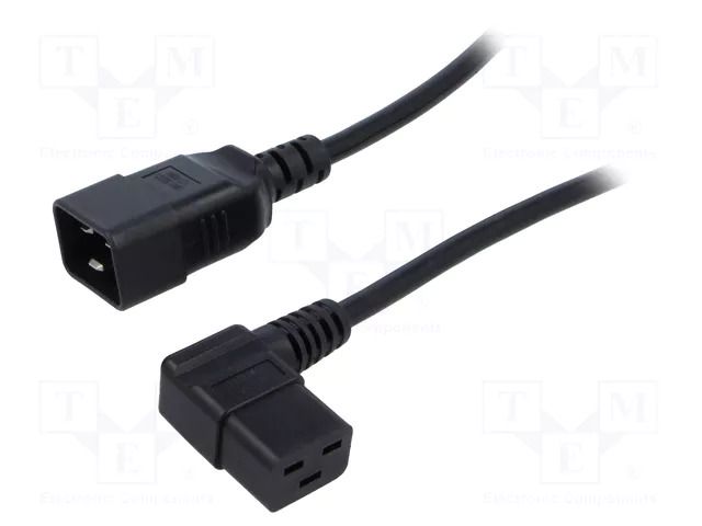 Cable; 3x1.5mm2; IEC C19 female angled,IEC C20 male; PVC; 1.8m LIAN DUNG WN116-3/15/1.8BK