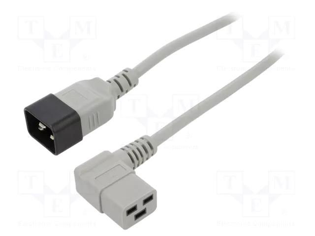 Cable; 3x1.5mm2; IEC C19 female angled,IEC C20 male; PVC; 1.8m LIAN DUNG WN116-3/15/1.8GY