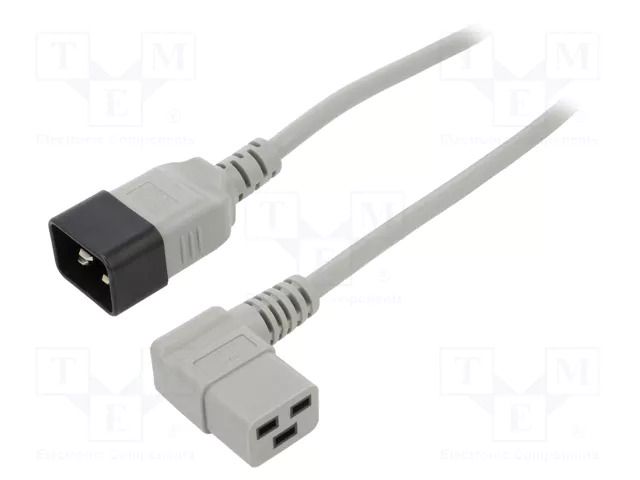Cable; 3x1.5mm2; IEC C19 female angled,IEC C20 male; PVC; 1.8m LIAN DUNG WN116-3/15/1.8GY
