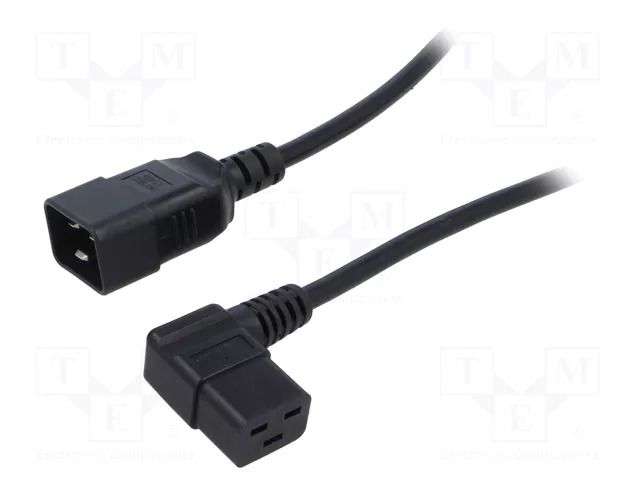 Cable; 3x1.5mm2; IEC C19 female angled,IEC C20 male; PVC; 5m LIAN DUNG WN116-3/15/5BK