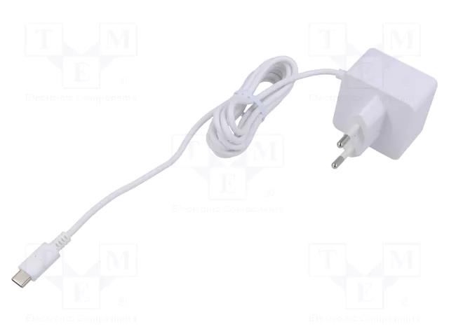 Accessories: power supply; white; 100÷240VAC; 3A; Out: USB C; 15W RASPBERRY PI SC1411