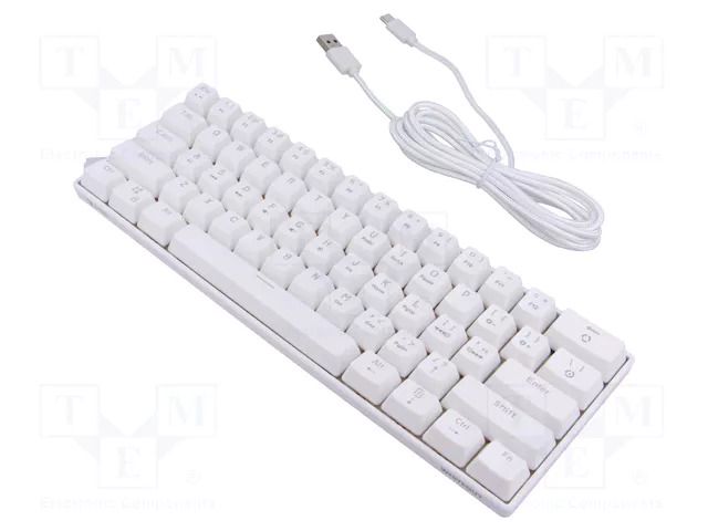Keyboard; white; USB C; wired,US layout; mechanical keyboard,RGB SAVIO SAVGK-WHITEOUT-RD